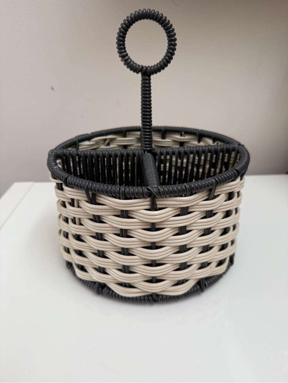 Weather-ready Coated Wicker Utensil Caddy Indoor/Outdoor Use